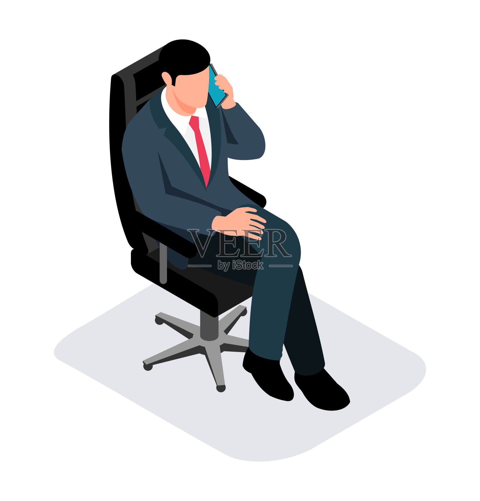 拥有电子产品、高科技、智能手机、笔记本电脑、互动屏幕、虚拟现实、平板电脑的等距商务人士。插画图片素材