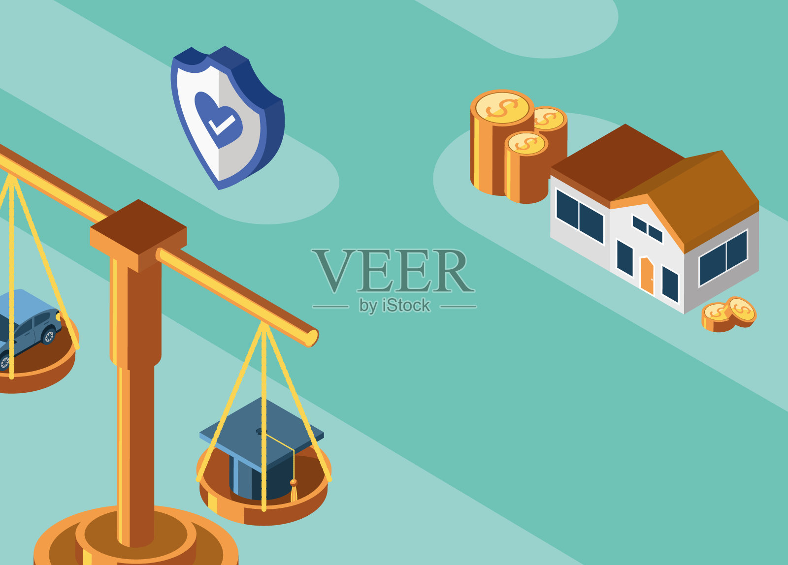 保险服务保护插画图片素材