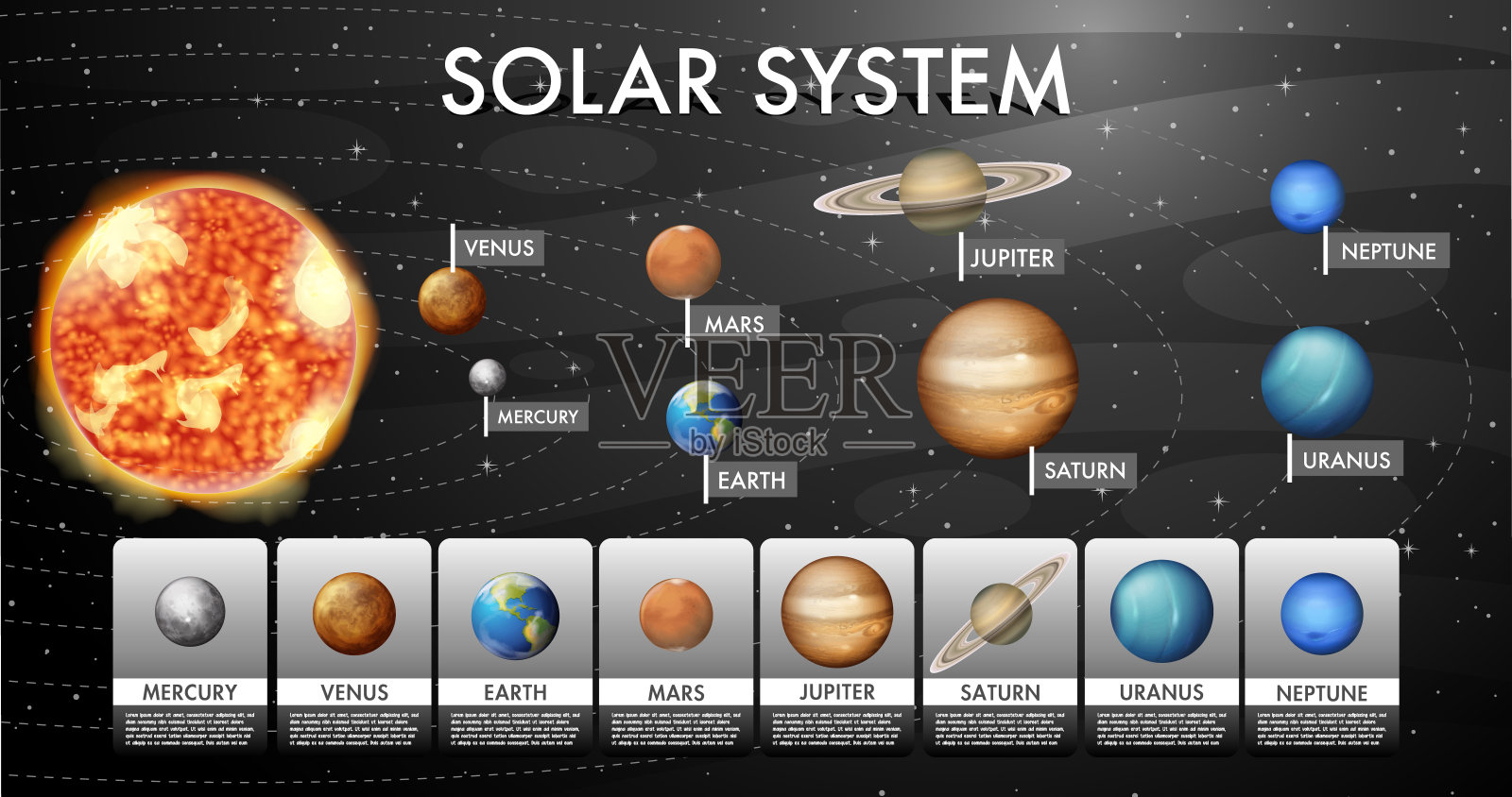 太阳系的科学教育插画图片素材