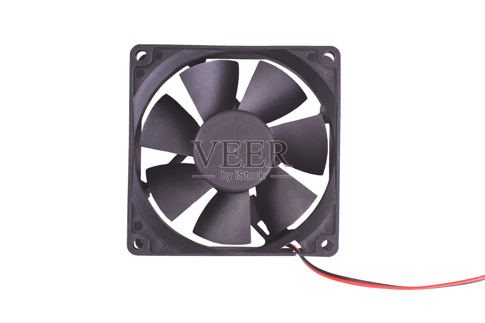 黑色冷却器电脑隔离在白色背景。照片摄影图片