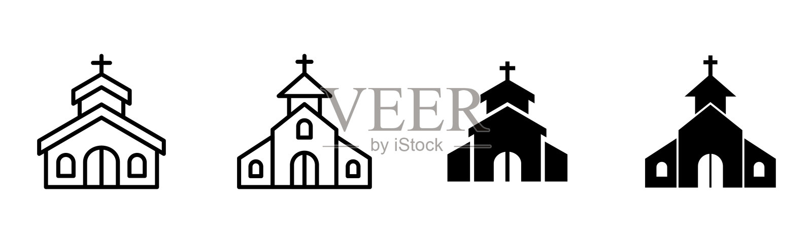 教堂图标设计元素适合网站,印刷设计或应用程序图标素材
