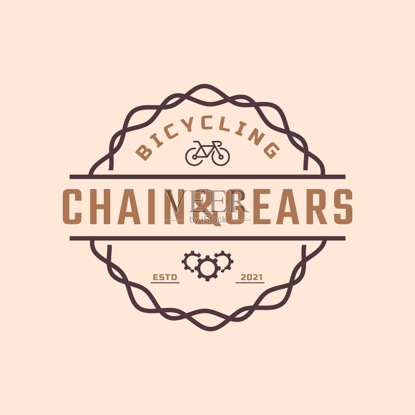 古董徽章自行车修理和服务插画图片素材