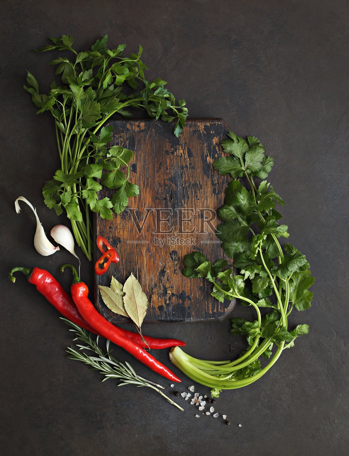 香料和蔬菜食品背景。照片摄影图片