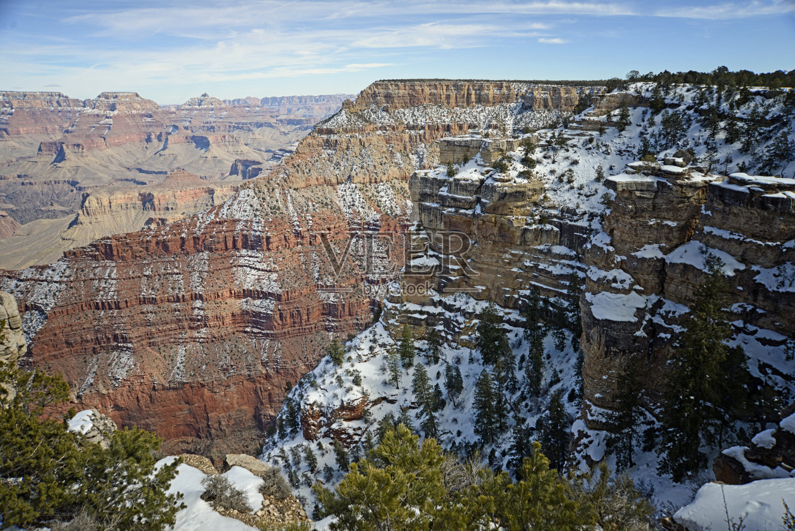 有雪的大峡谷南缘照片摄影图片