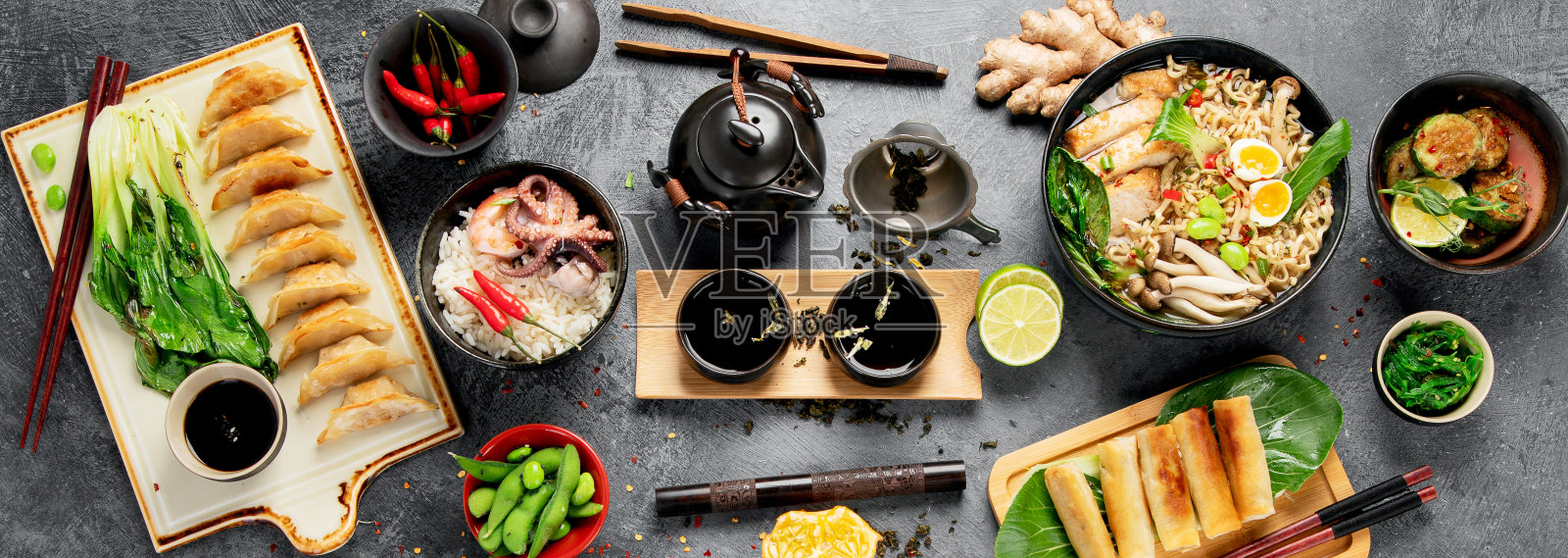 各种亚洲餐。照片摄影图片