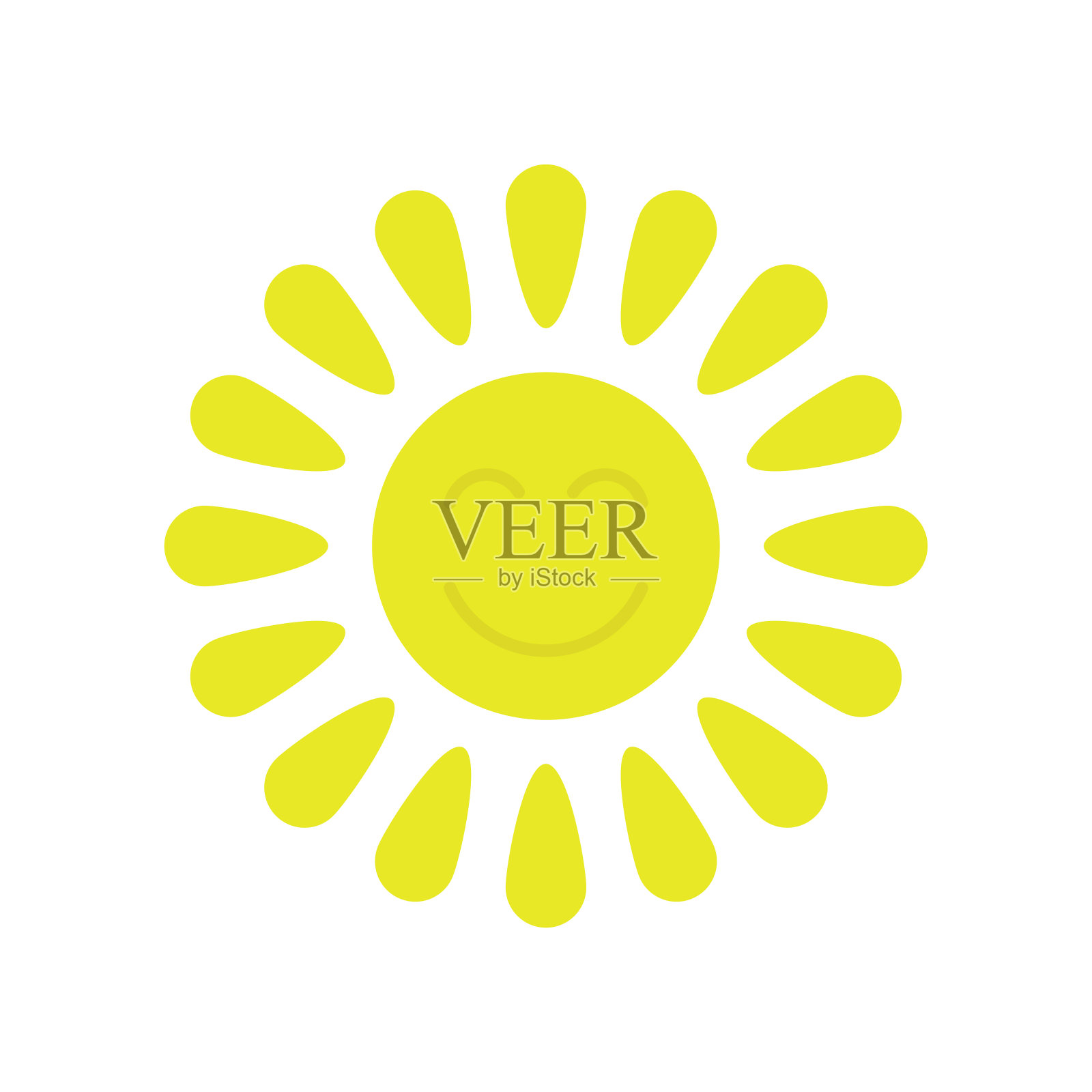 太阳图标。彩色的圆形轮廓。前视图。向量简单的平面图形说明。白色背景上的孤立对象。隔离。插画图片素材