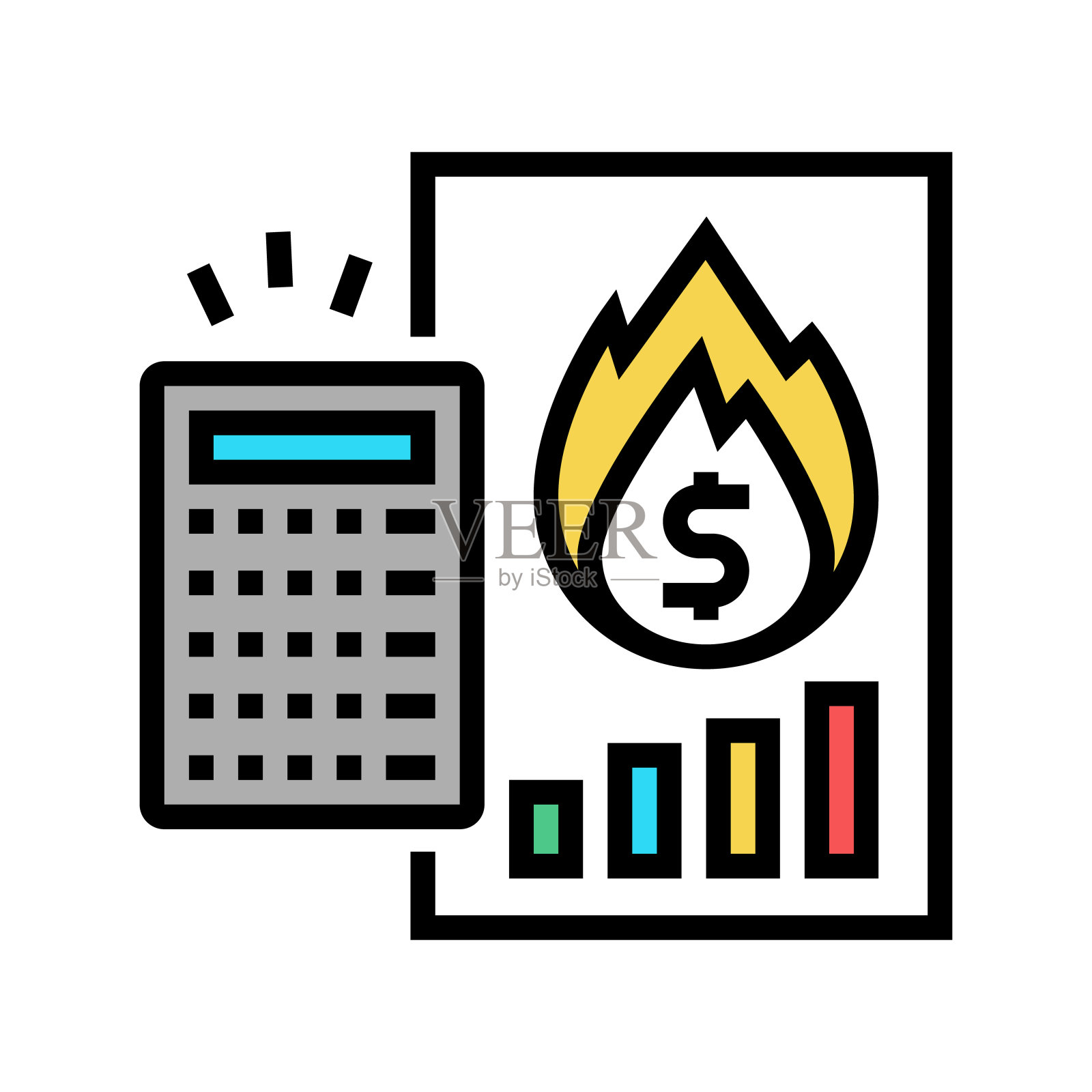 计算器膨胀颜色图标矢量插图图标素材