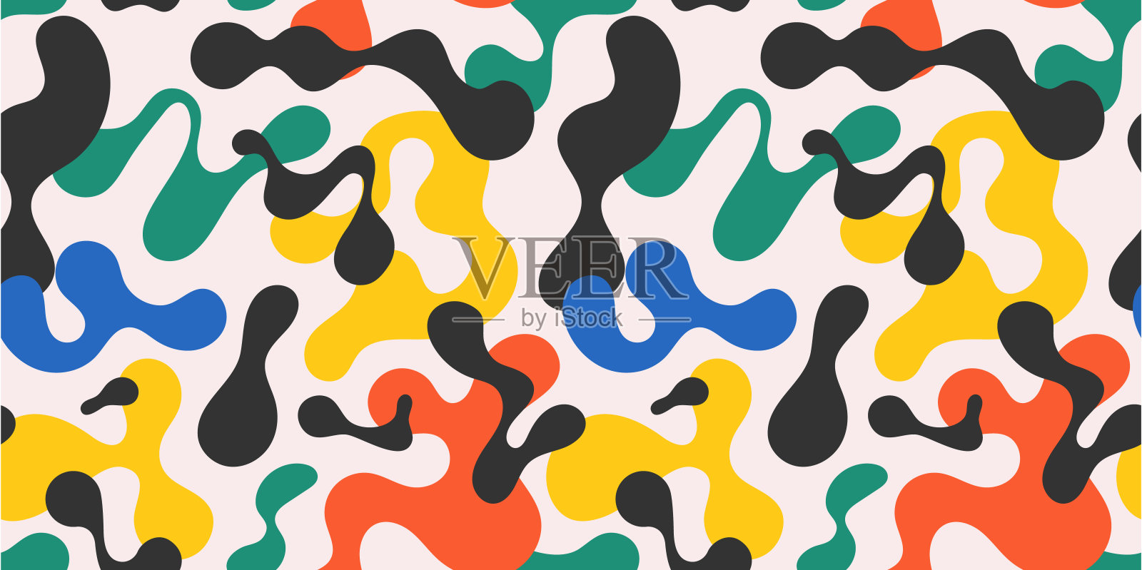 彩色抽象涂鸦形状无缝图案插画图片素材
