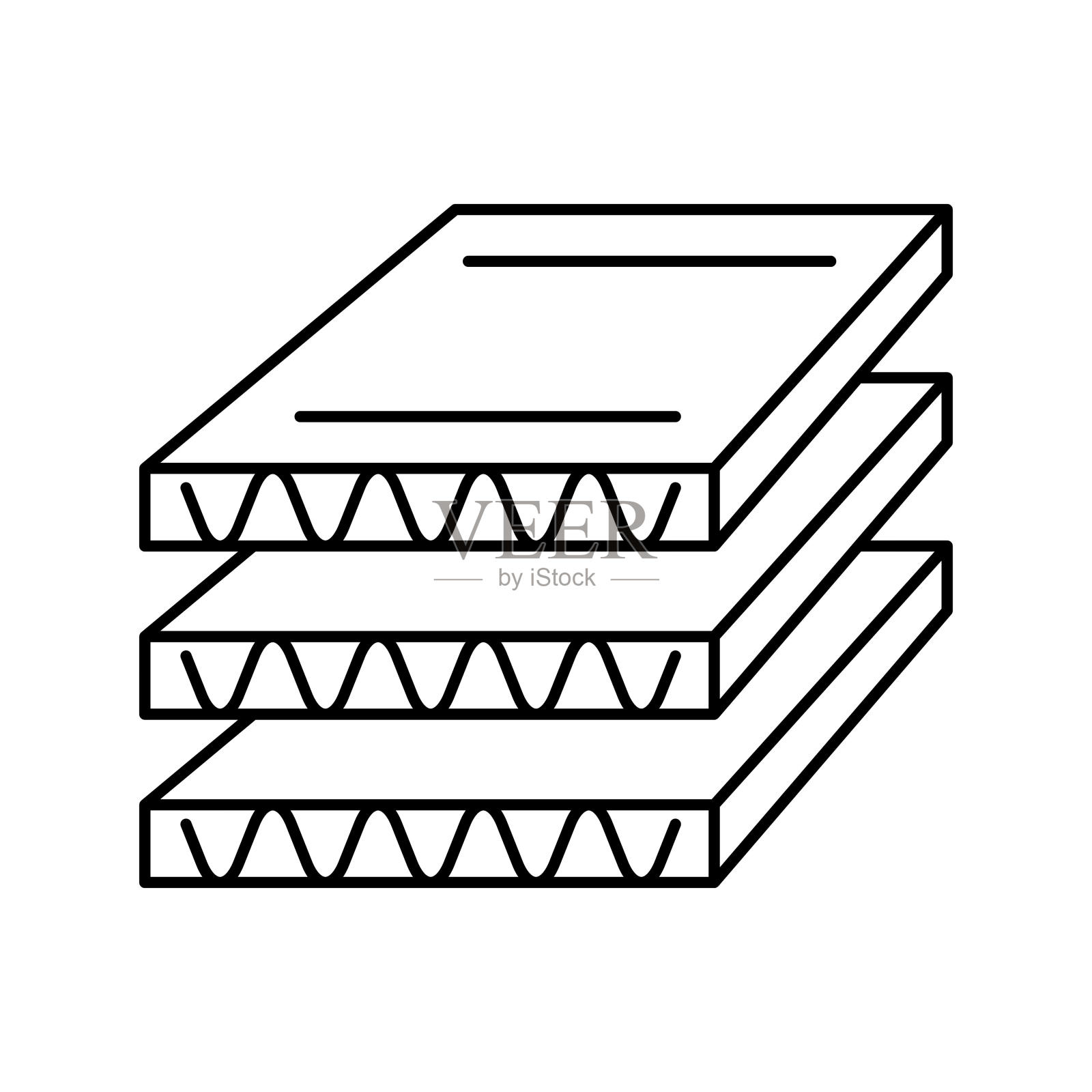 硬纸板层线图标矢量插图插画图片素材