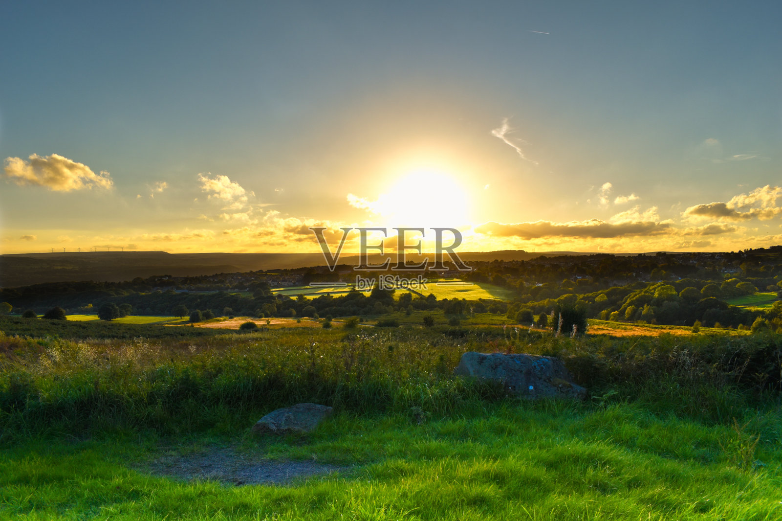 约克郡希普利格伦的日落照片摄影图片