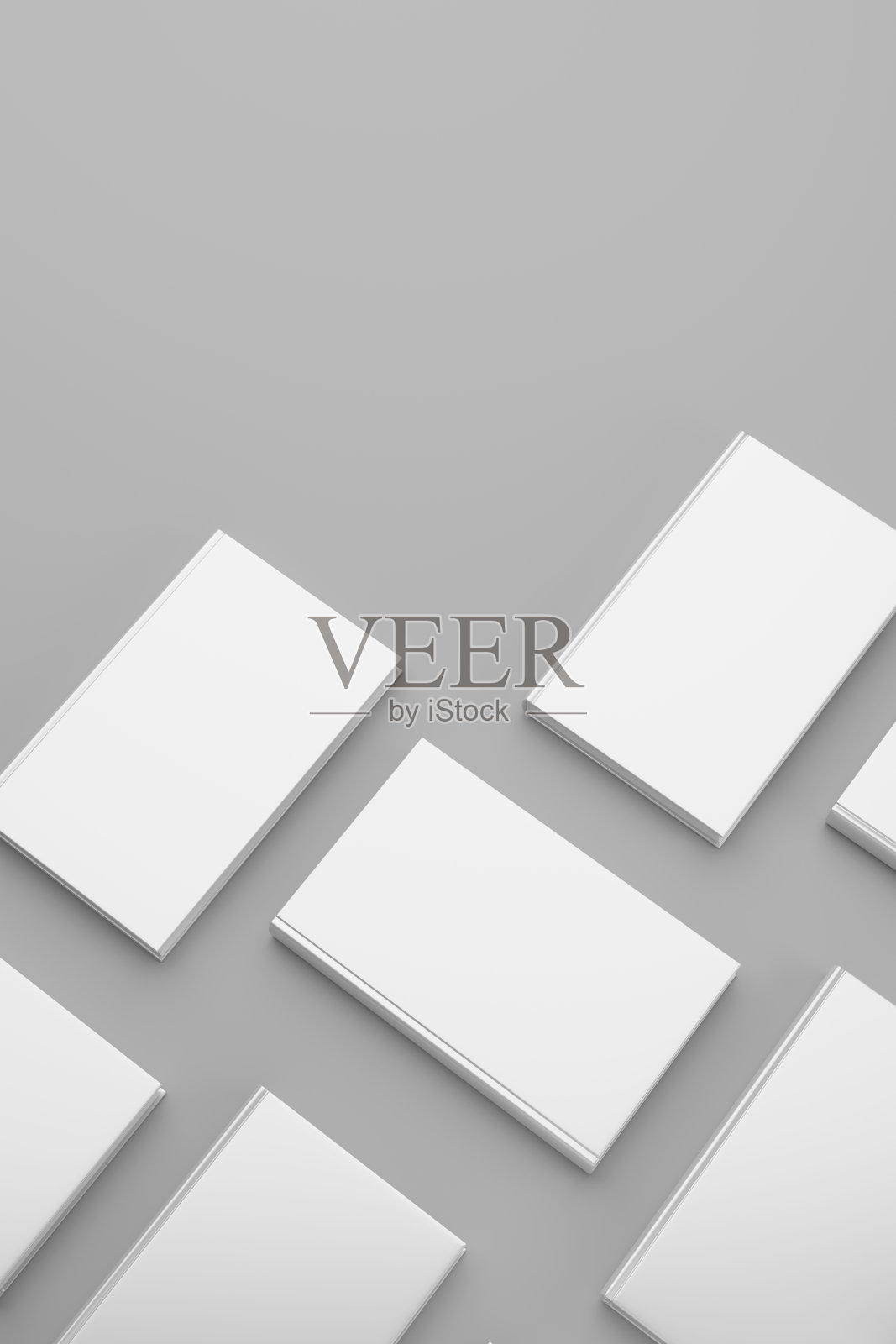 空白的书孤立在灰色的背景。3 d演示模型照片摄影图片