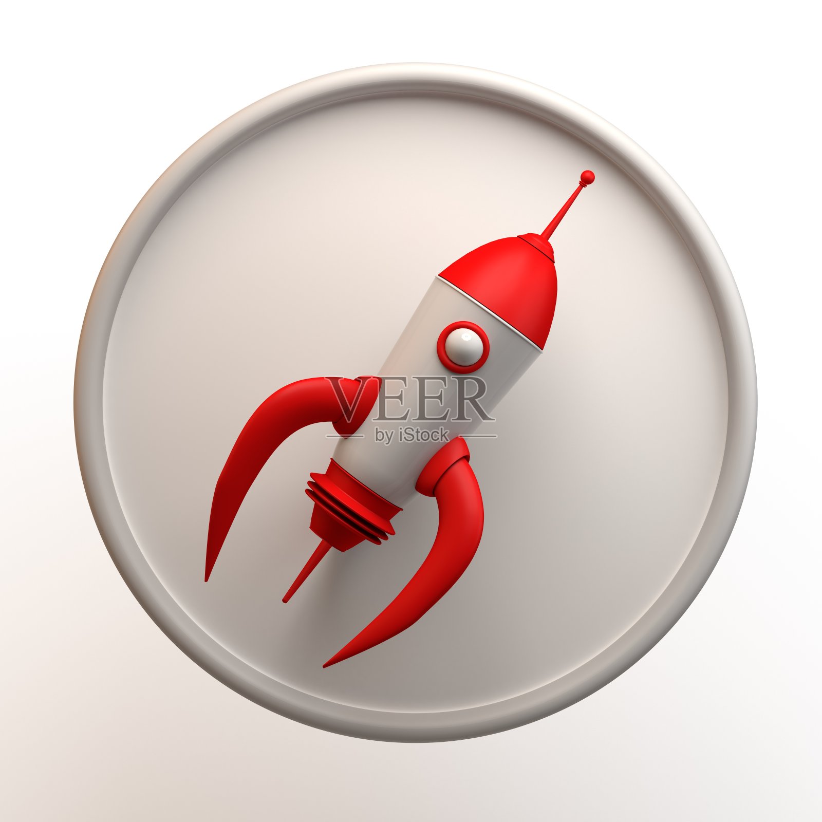 旅行图标与火箭孤立在白色背景。应用。3 d演示。照片摄影图片