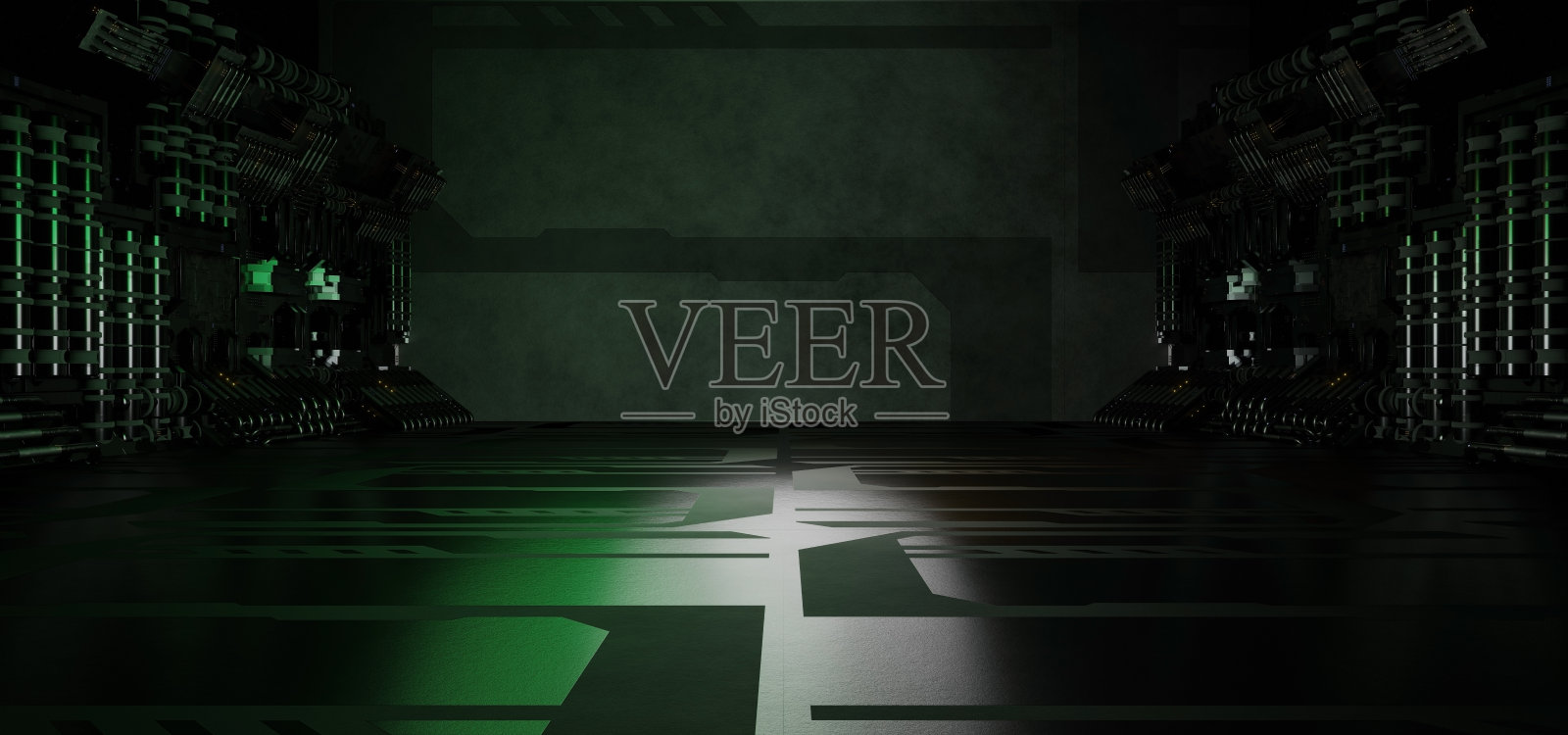 赛博朋克工业数字未来飞船橄榄绿抽象背景壁纸数字未来主义概念3D渲染照片摄影图片