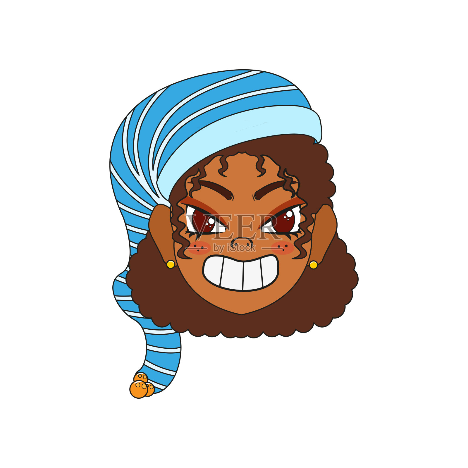 孤立的蓝色帽子女人圣诞节边界线矢量插图插画图片素材