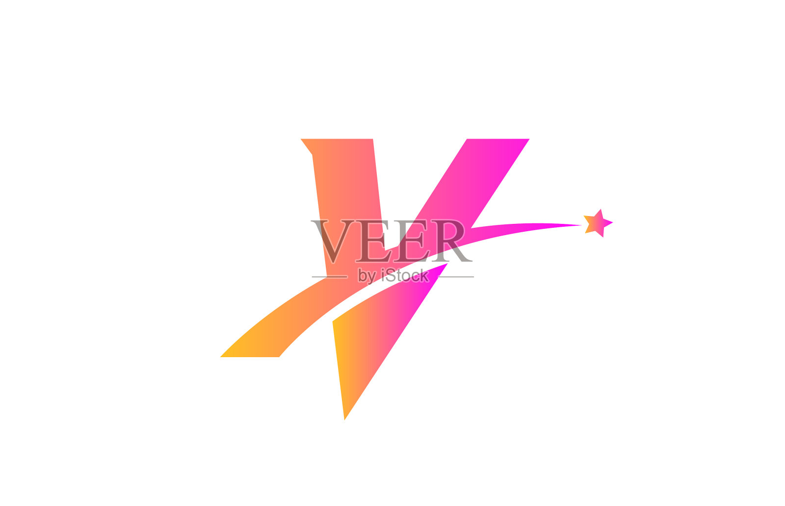 粉红色星v字母字母标志图标设计与插画图片素材