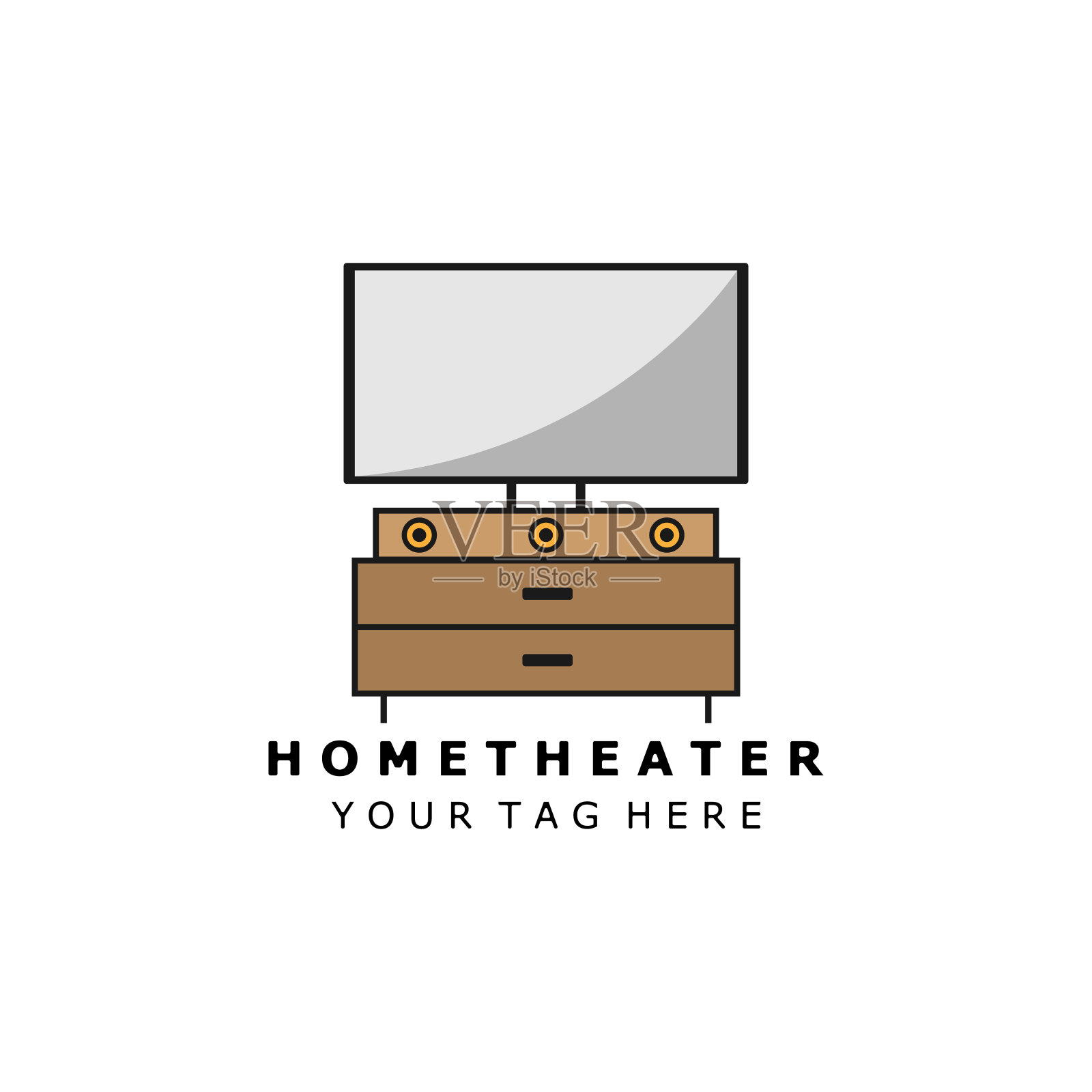 家庭影院标志颜色矢量插图设计插画图片素材