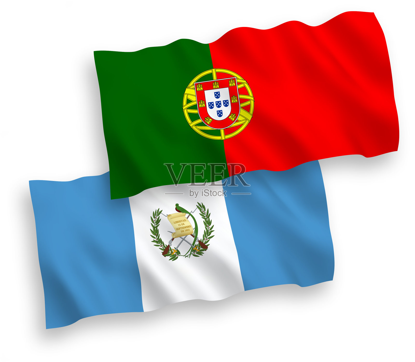 葡萄牙国旗和危地马拉共和国国旗上设计元素图片