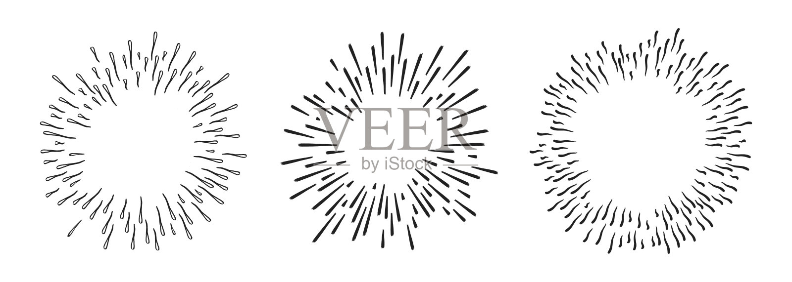 手绘星爆涂鸦爆炸矢量插图集插画图片素材