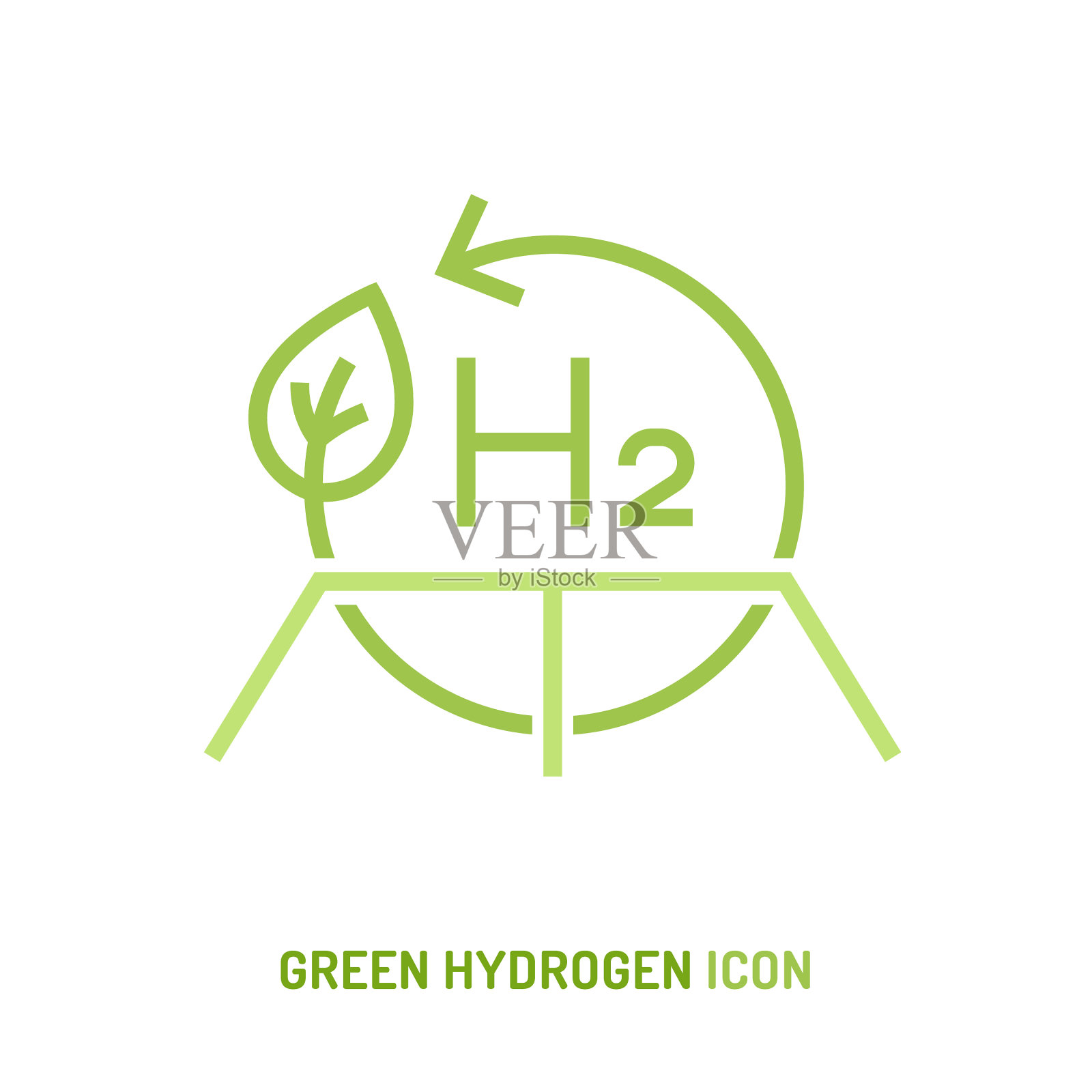 可编辑的绿色制氢符号插画图片素材