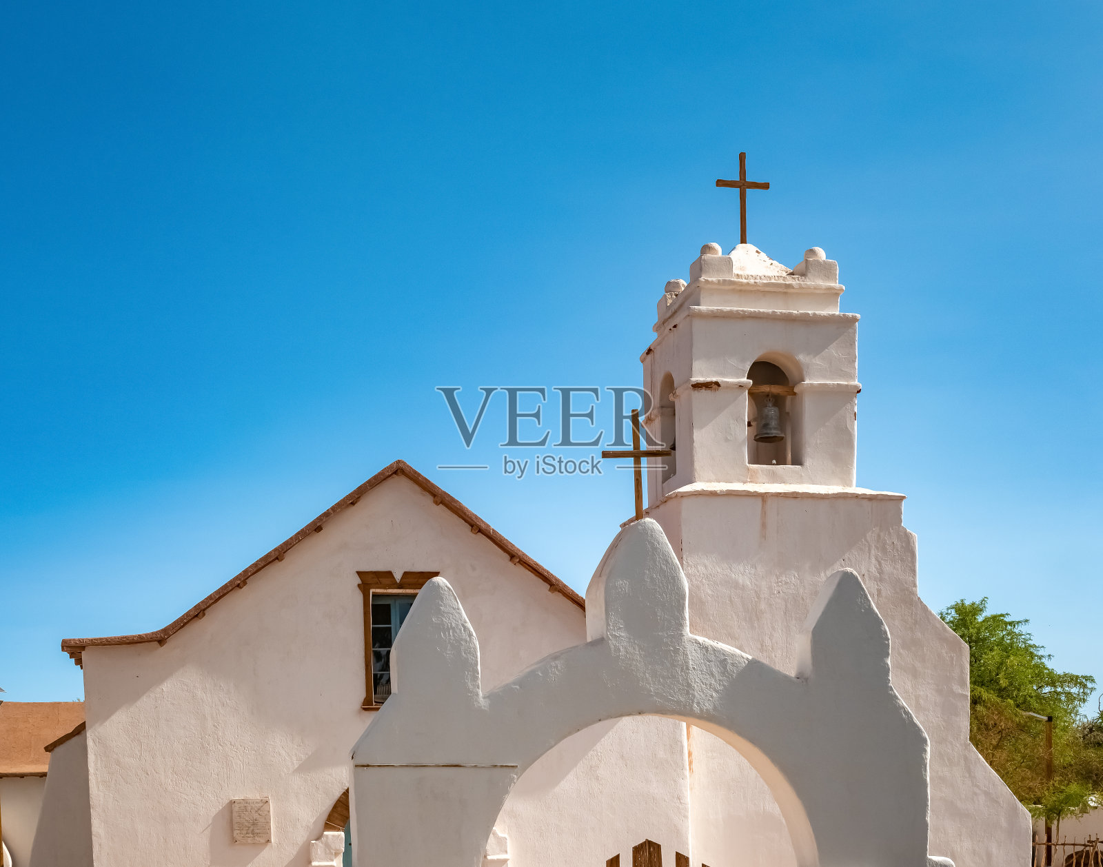 圣佩德罗阿塔卡马教堂(Iglesia San Pedro de Atacama),安托法加斯塔,智利。西班牙殖民时期。土坯材料和建筑技术。照片摄影图片