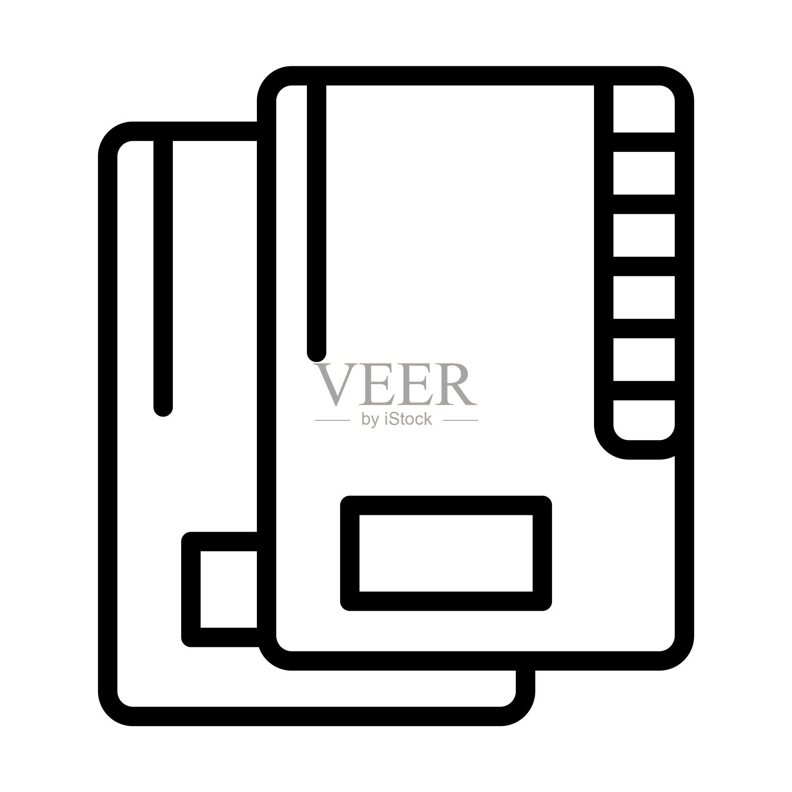 从用户界面收集的办公文件夹图标。薄线性办公文件夹,办公室,业务大纲图标孤立在白色背景。线矢量办公文件夹符号,网络和移动符号。图标素材