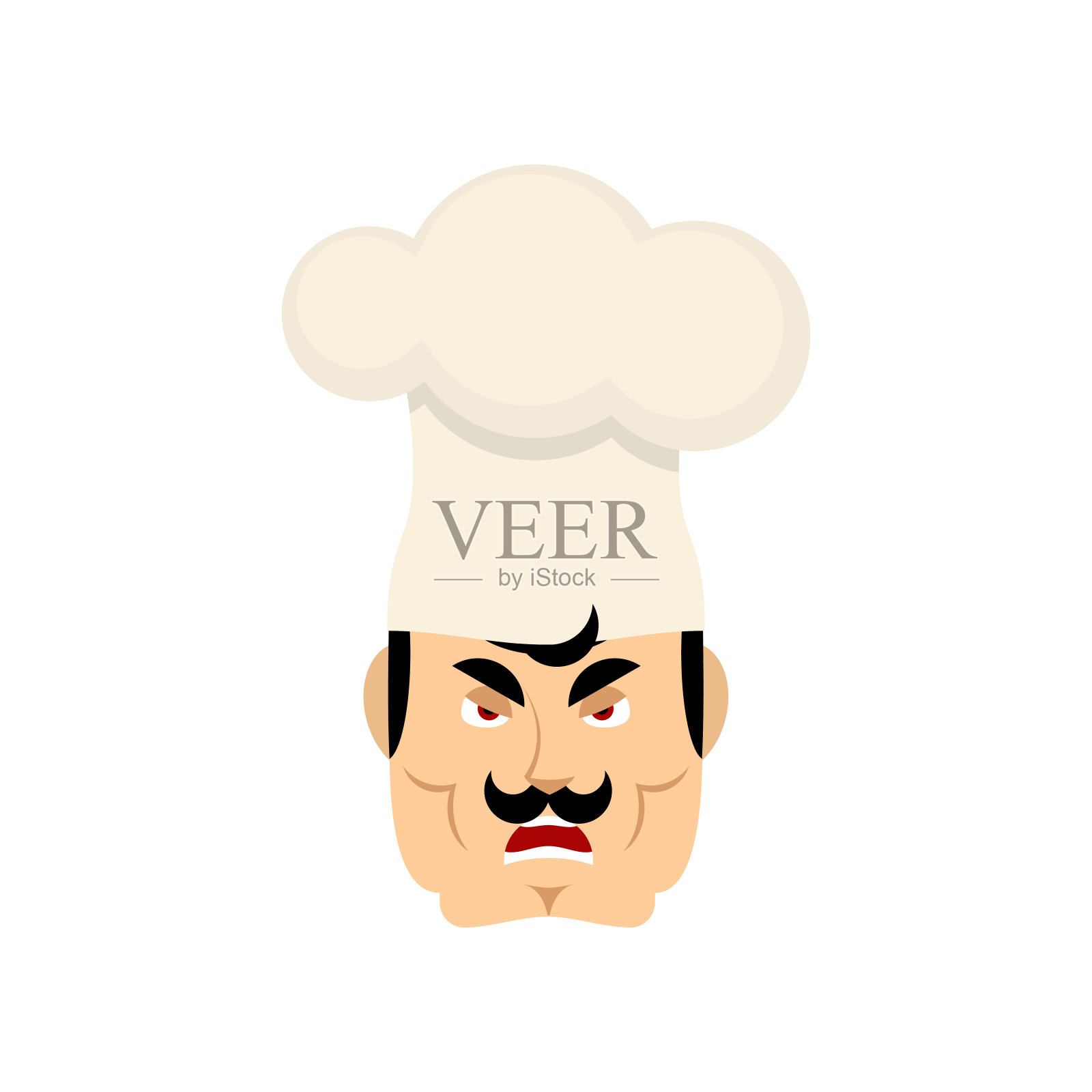 emoji厨师生气。烹饪邪恶情绪化身。厨师矢量图插画图片素材