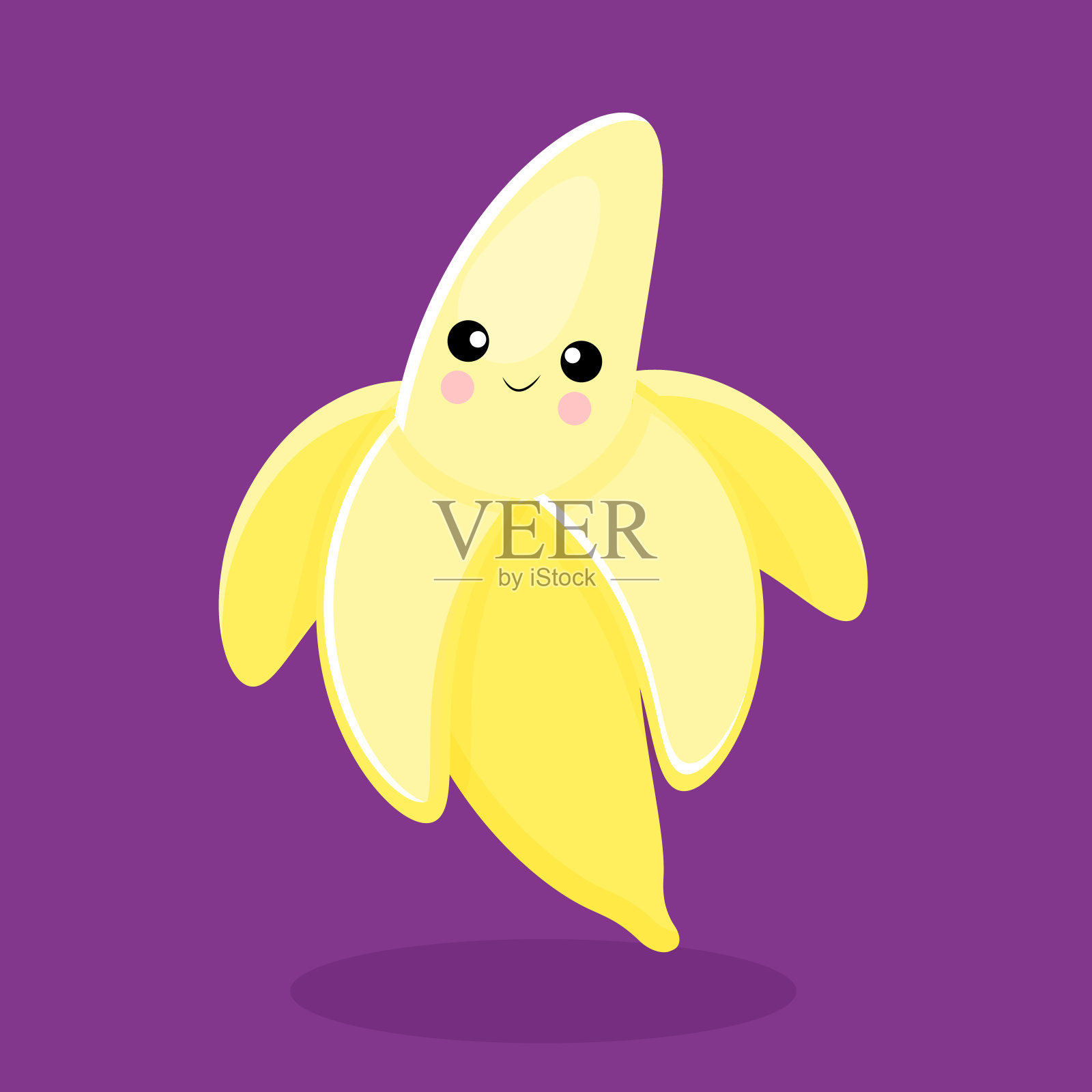 香蕉卡哇伊扁平风格可爱的香蕉微笑,纺织品的卡通设计,明信片,包装,室内设计矢量插图设计元素图片