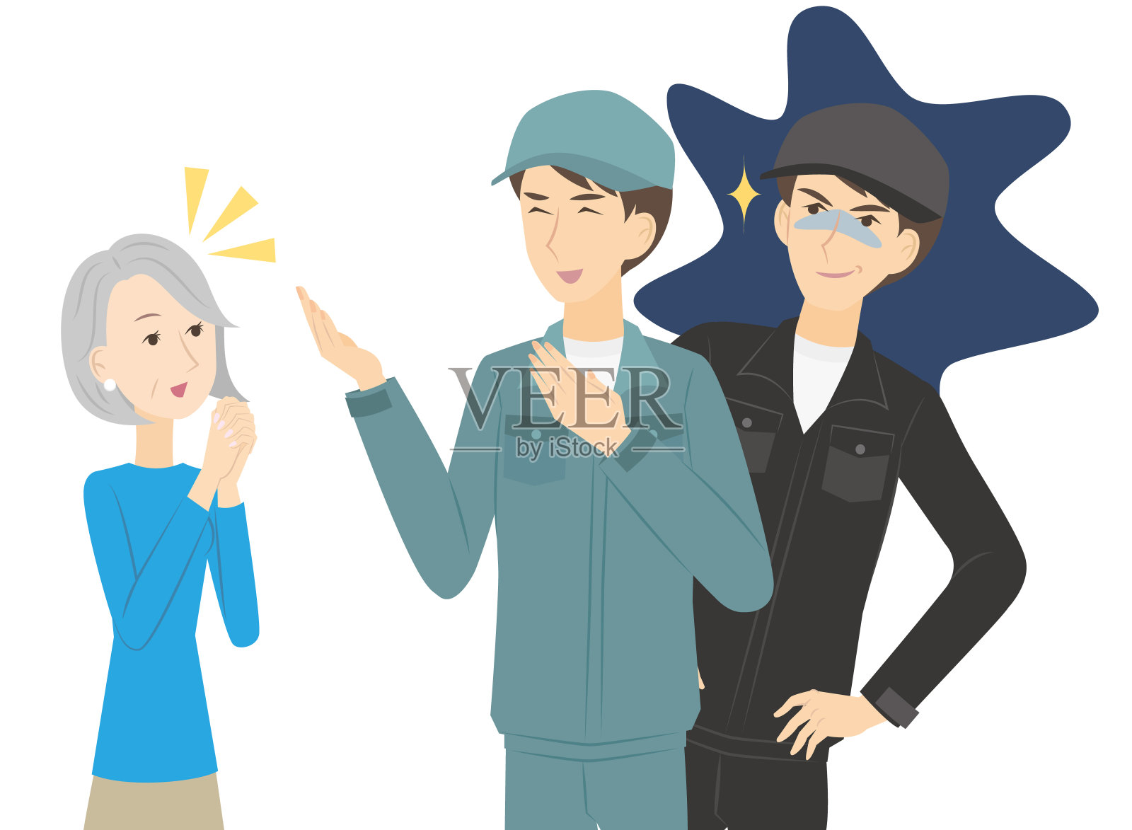 被指控不公正的男性交易员愚弄的高级女性插画图片素材