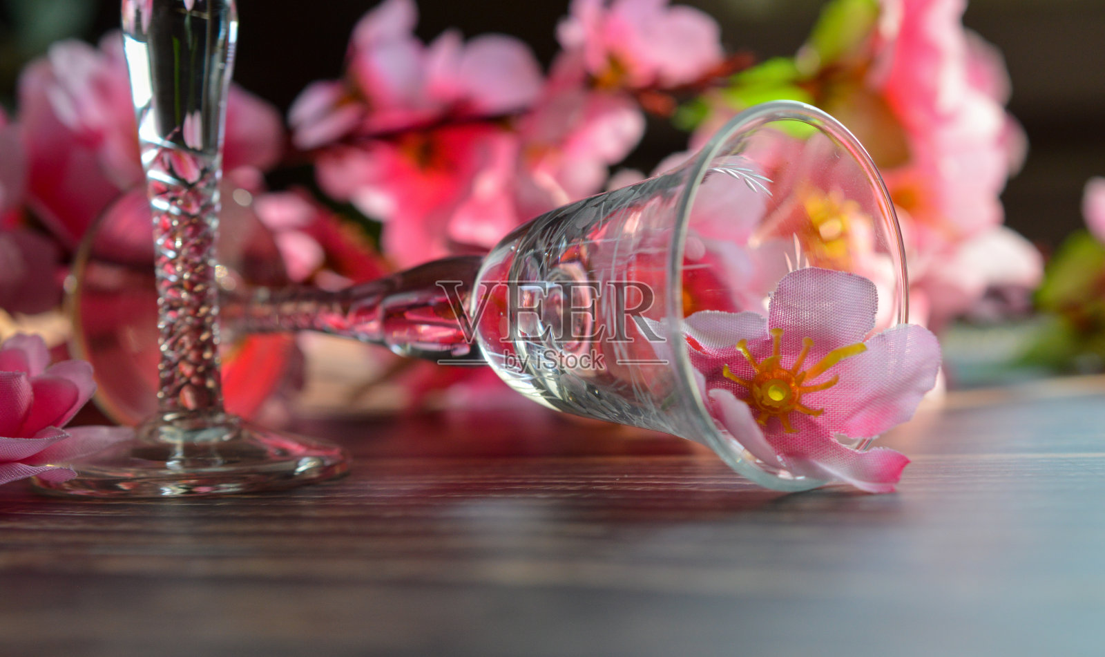 玻璃和粉红色的花照片摄影图片
