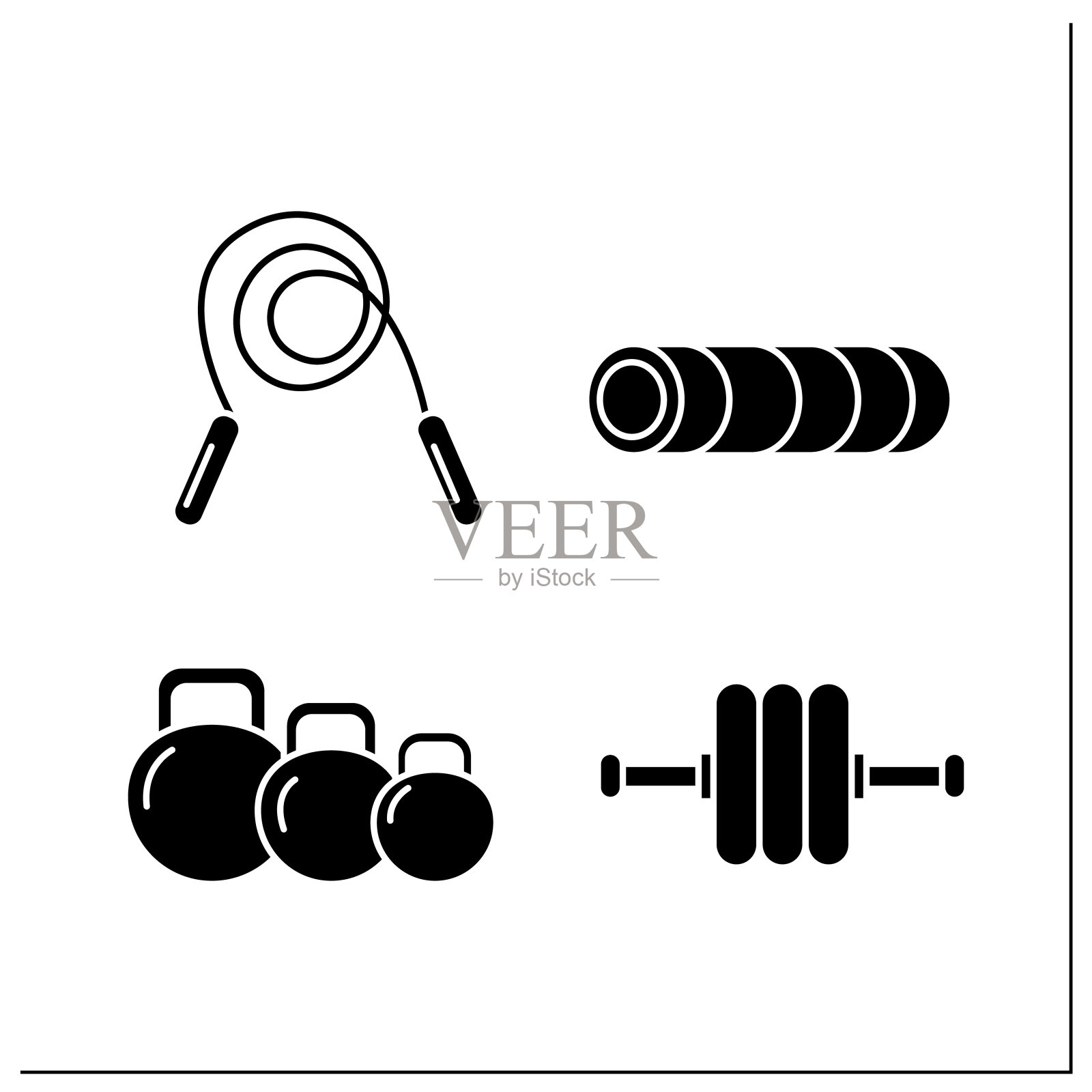 家庭健身器材的字形图标设置图标素材