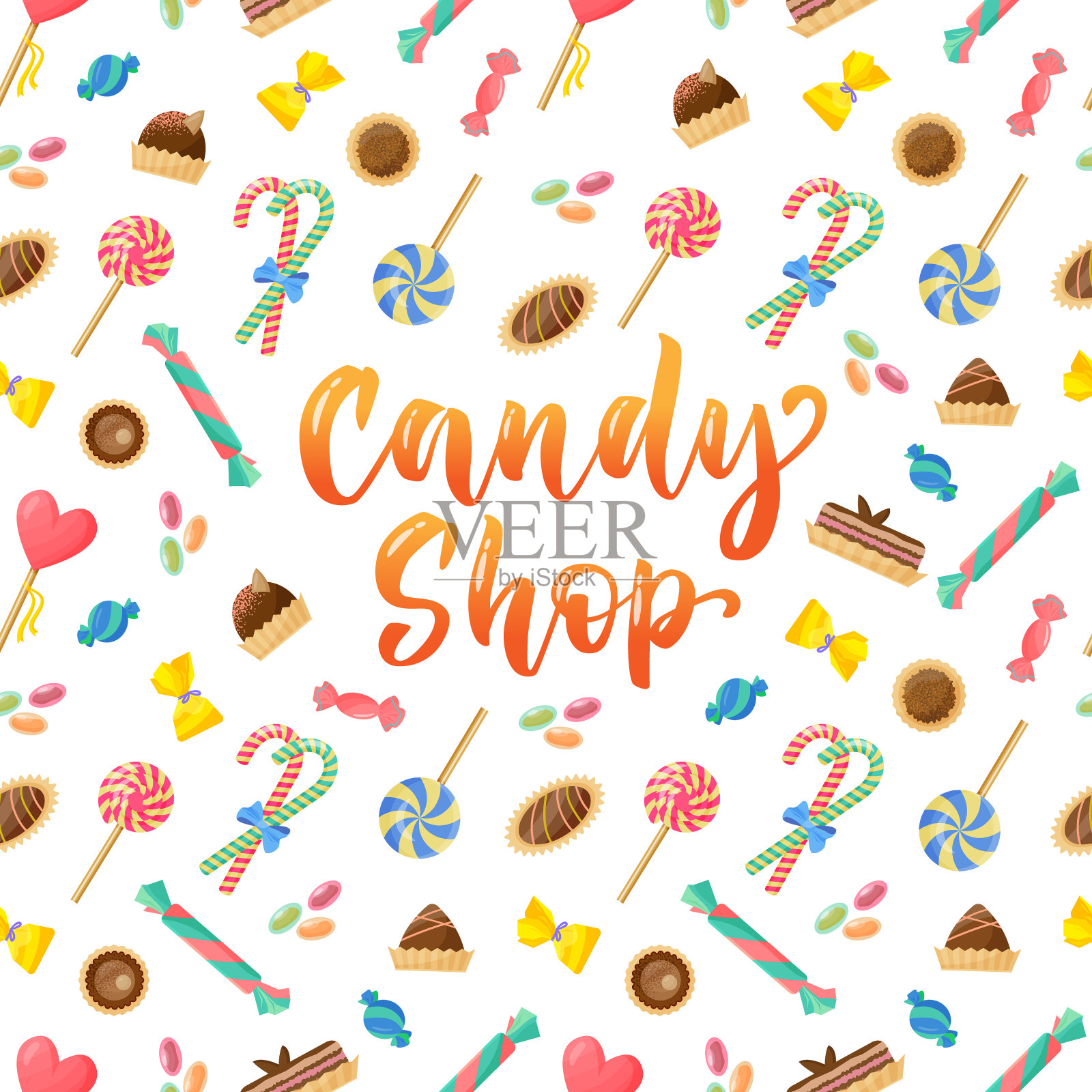 糖果店字母彩色构图设计元素图片