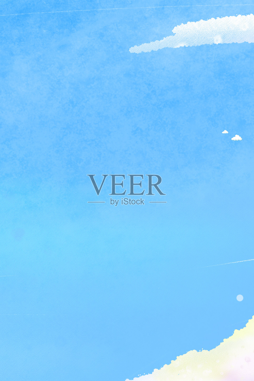 文艺蓝色蓝天白云质感背景图插画图片素材