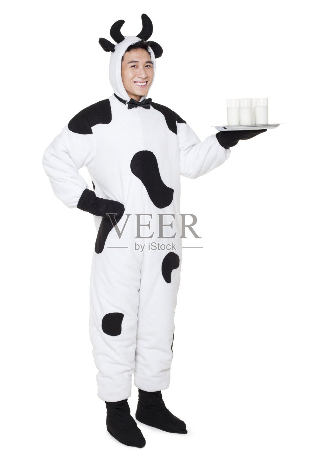 创意奶牛先生和牛奶照片摄影图片