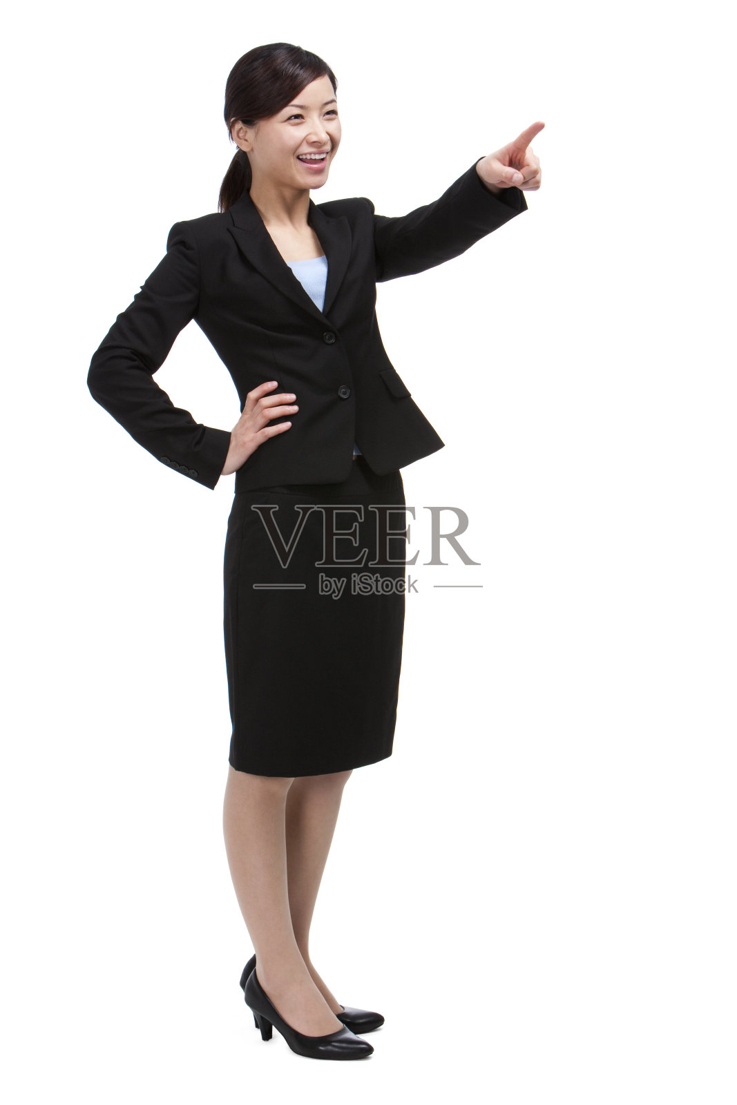 青年商务女士手指前方照片摄影图片