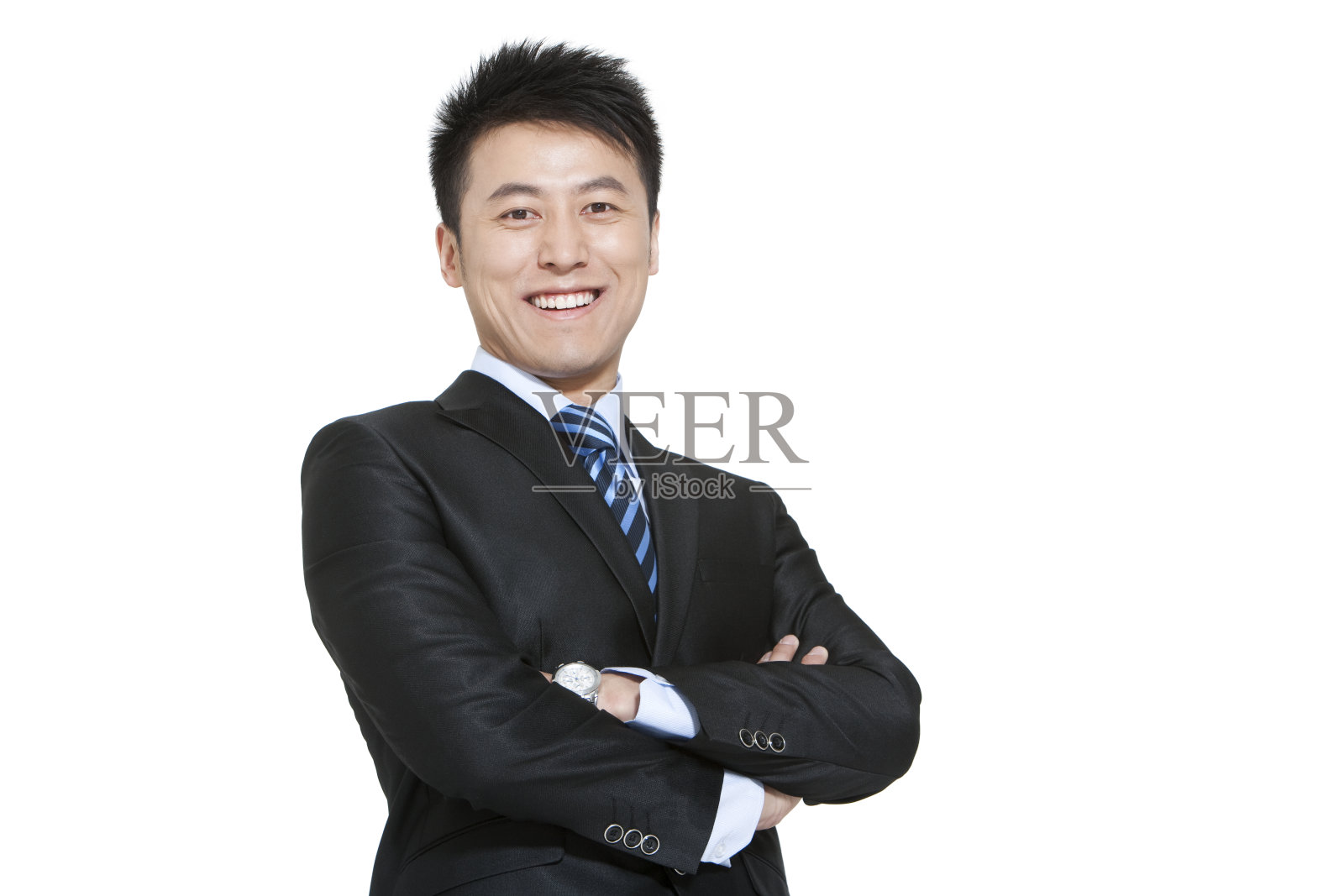 青年商务男士双手交叉照片摄影图片