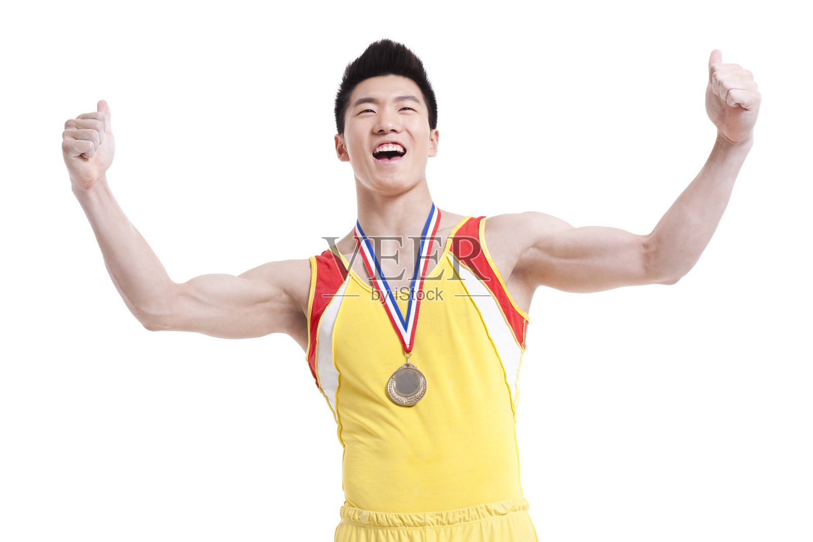 得奖运动员竖起拇指照片摄影图片