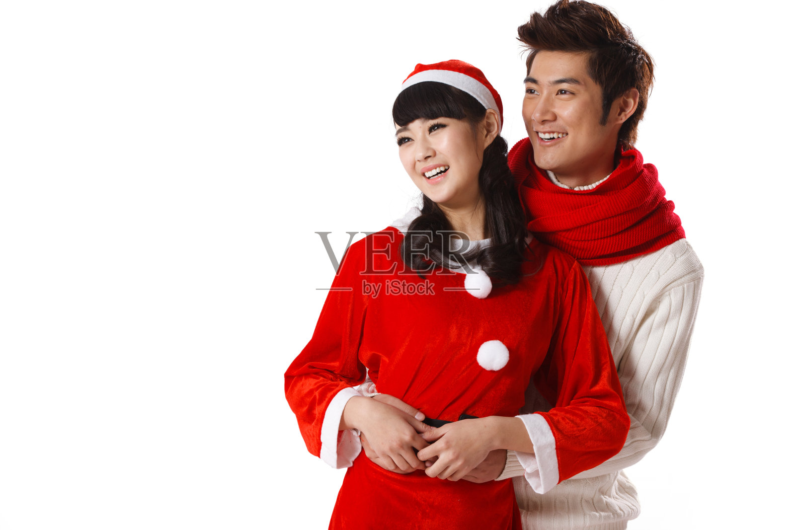 青年情侣过圣诞节照片摄影图片