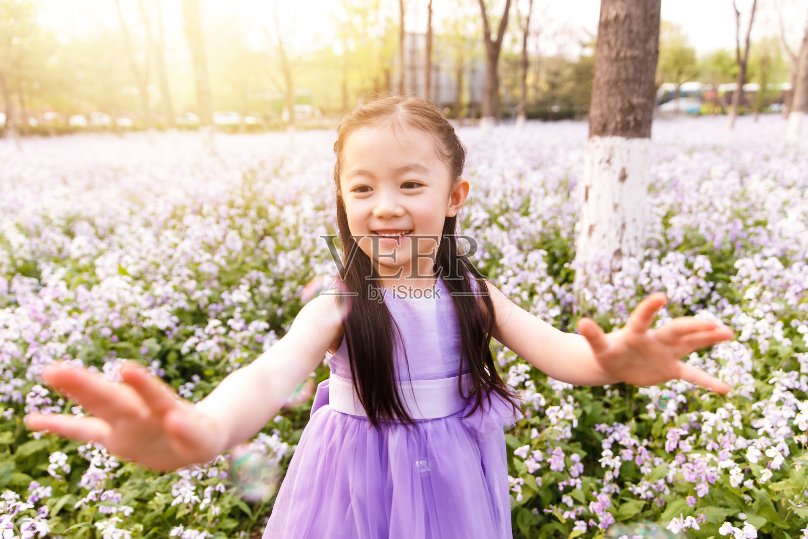 可爱的小女孩在户外照片摄影图片