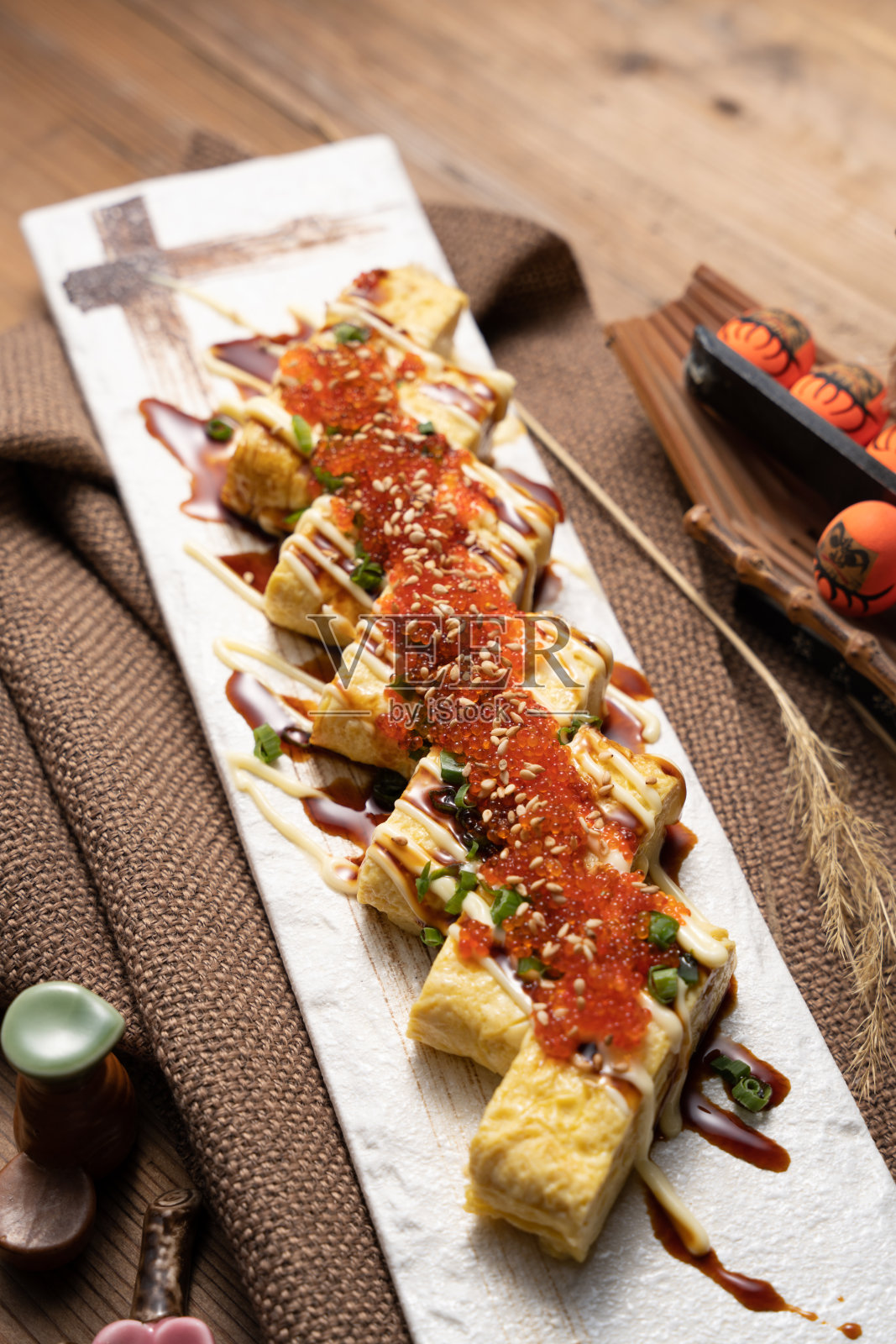 蟹籽玉子烧照片摄影图片