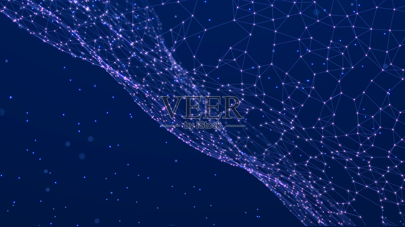 未来波浪与点。大数据可视化。动态波背景。3 d渲染。照片摄影图片