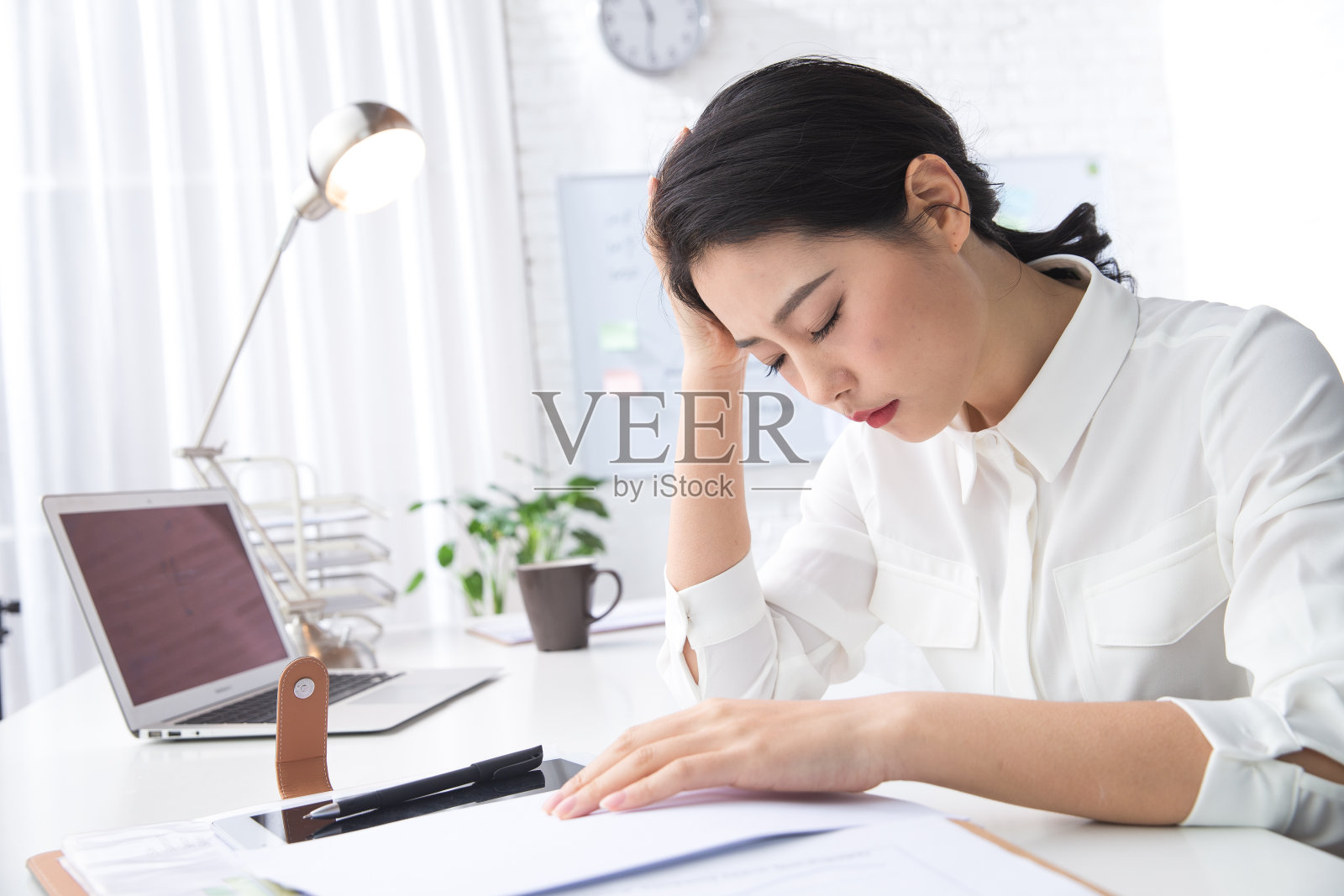 青年商务女人在办公照片摄影图片