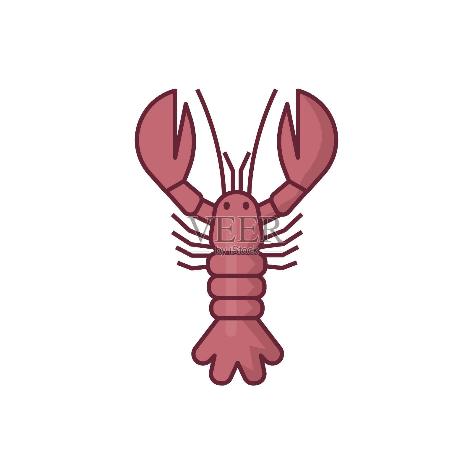 红色龙虾极简矢量背景,横幅,海报。标识,商店或商店标识设计。插画图片素材