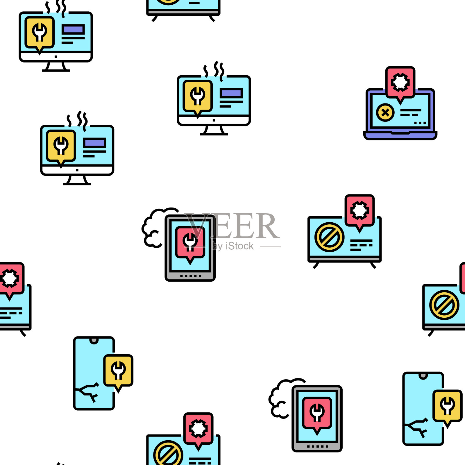 电子维修矢量无缝模式插画图片素材