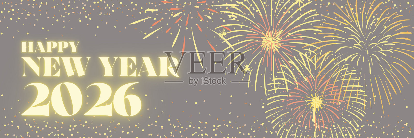 2026年新年快乐烟花插图插画图片素材