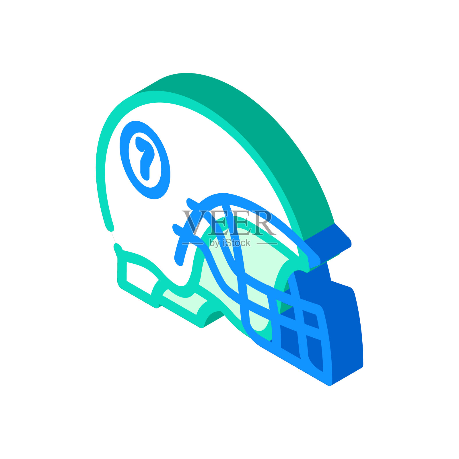 头盔足球运动员头部保护附件等距图标矢量插图插画图片素材