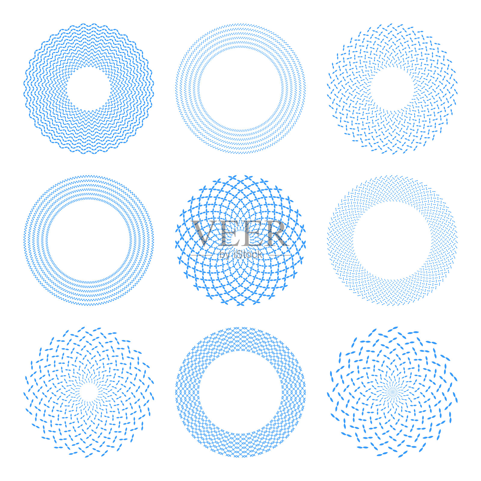 抽象的蓝色圆圈图标。为设计元素。插画图片素材