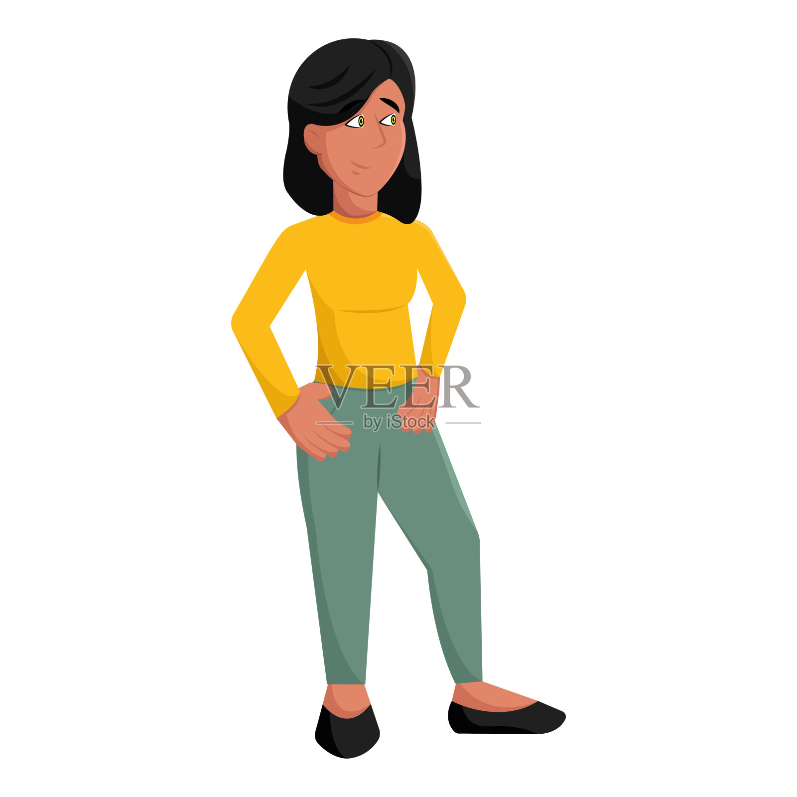 孤立快乐漂亮女人卡通向量插画图片素材