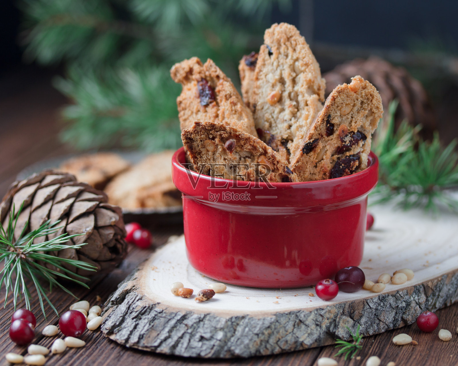 圣诞静物与意大利脆饼照片摄影图片
