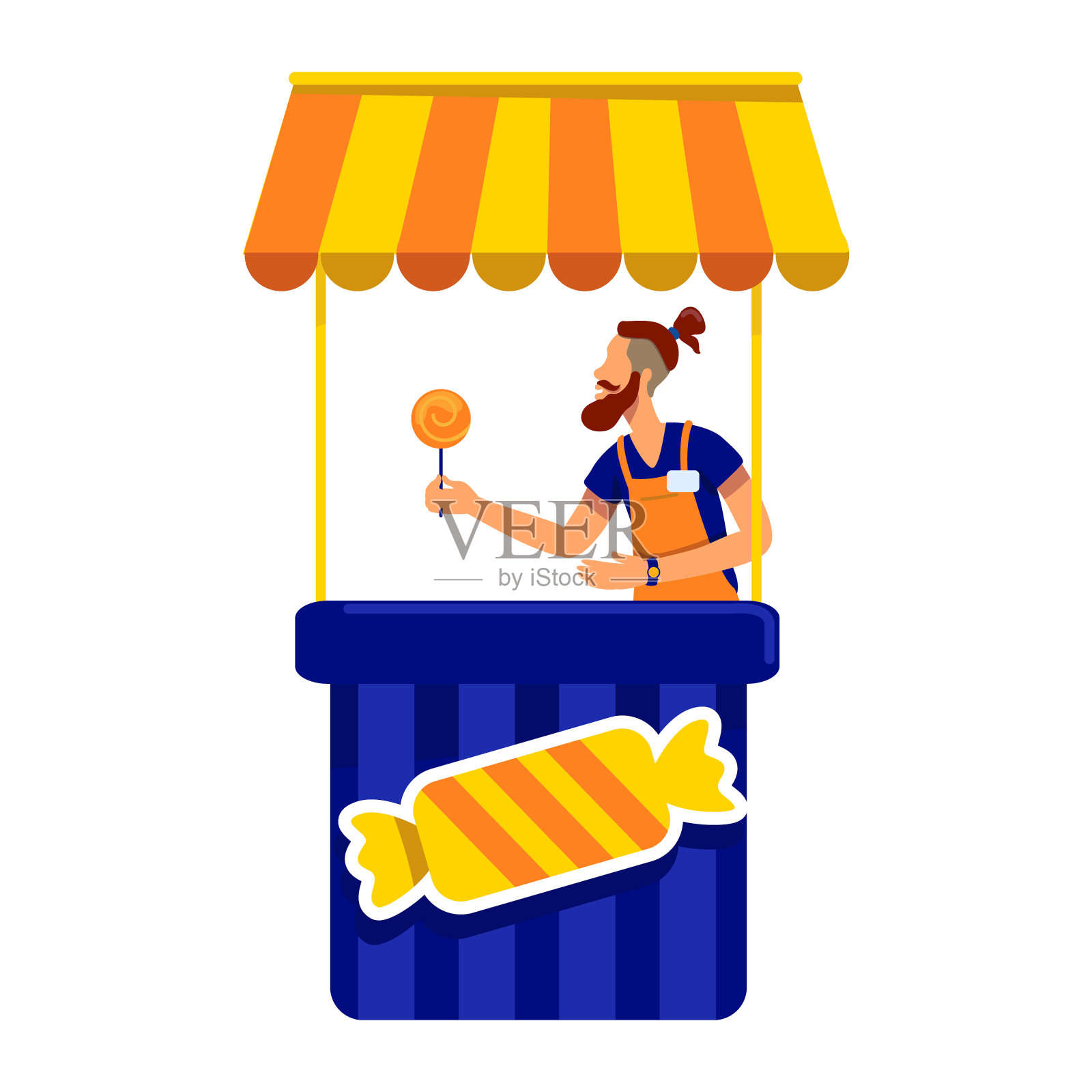 卖糖果的人半平颜色矢量字符插画图片素材