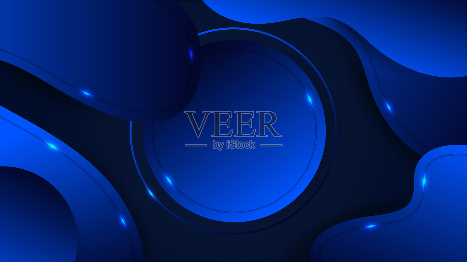 波浪几何蓝色彩色抽象设计背景插画图片素材